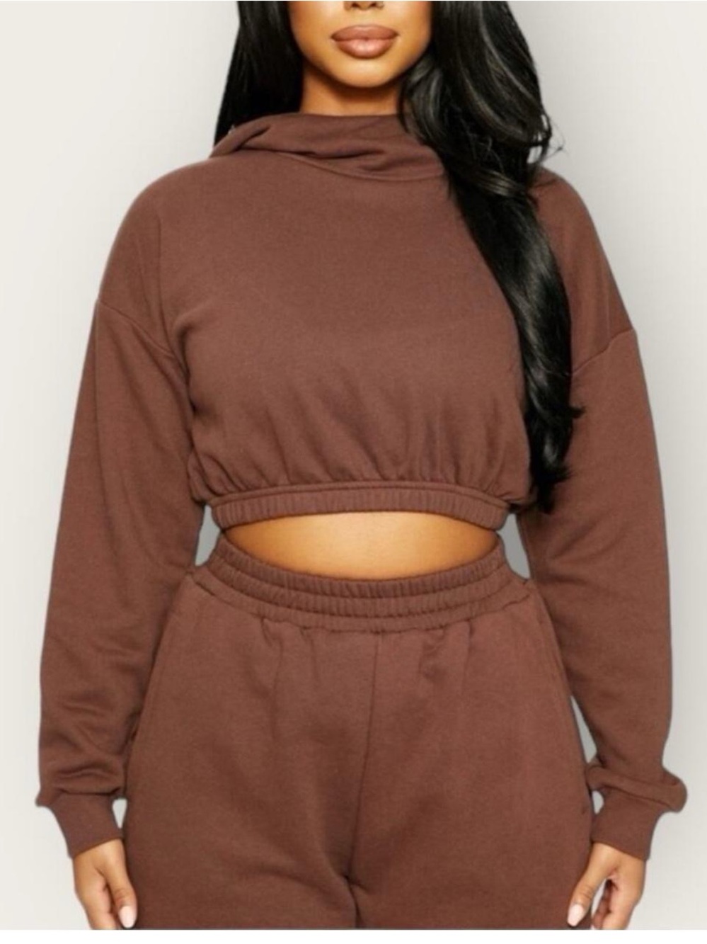 naked wardrobe Brown Cropped Hoodie